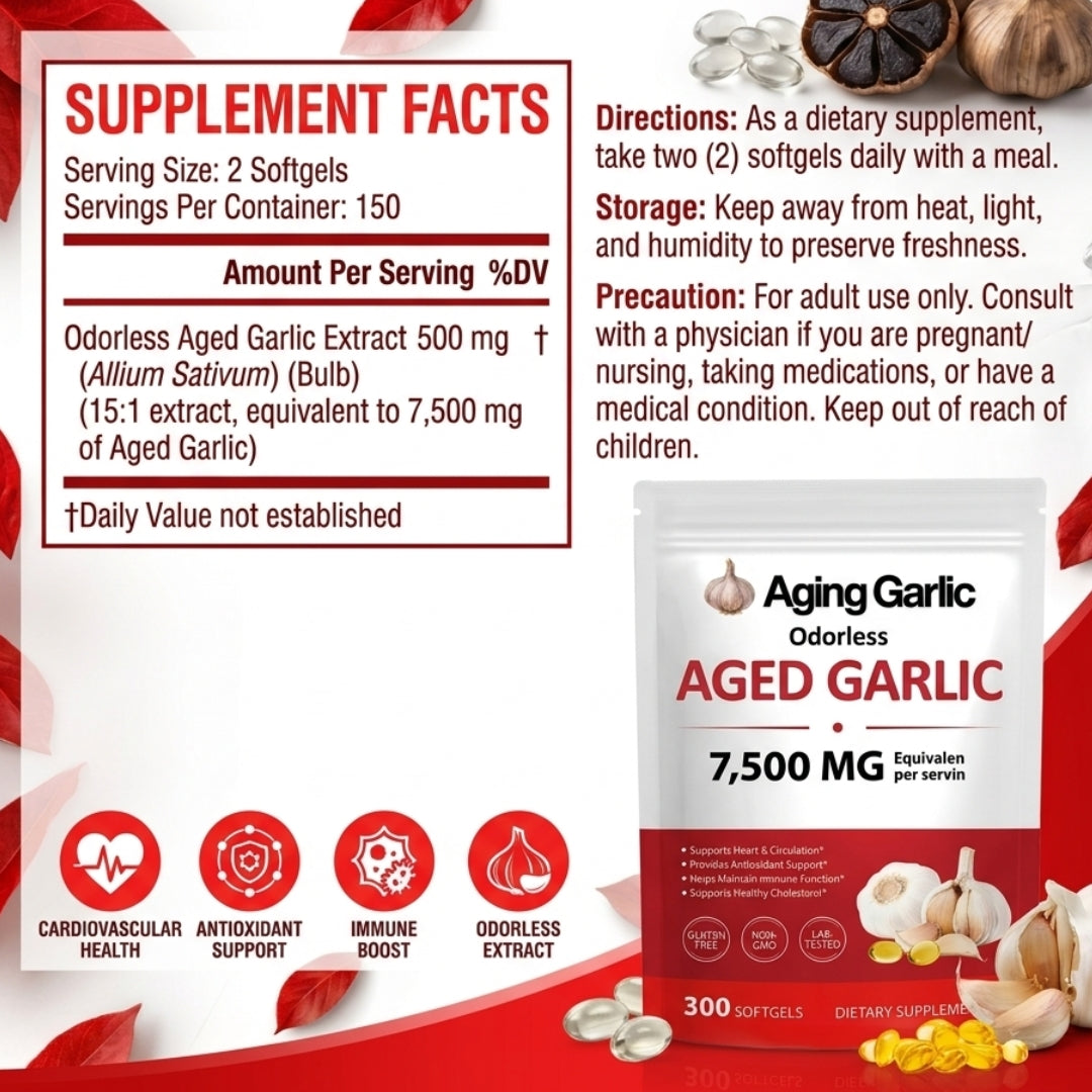 Aged Garlic Extract (7500mg Odorless Softgels)