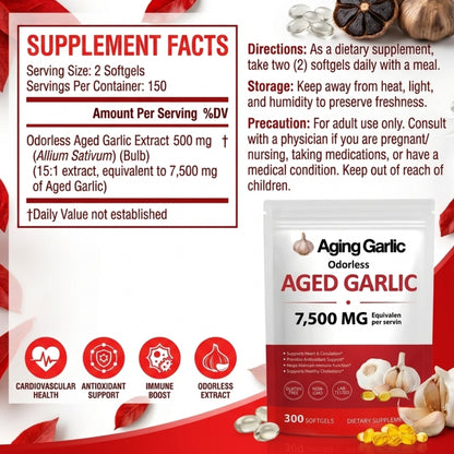 Aged Garlic Extract (7500mg Odorless Softgels)